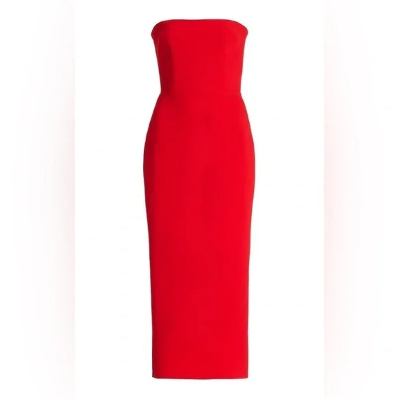 Alex Perry Callan Midi Dress Red - Picture 2 of 6